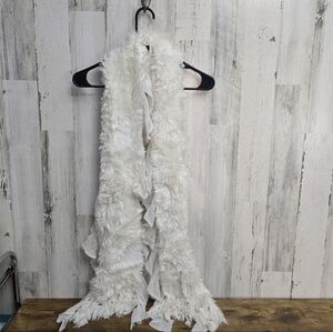 Fluffy White Knit Scarf